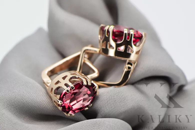Σκουλαρίκια Vintage Style Ruby Original Vintage προϊόν ροζ χρυσό 14k vec016r